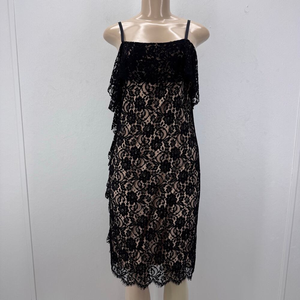 NWT Sportmax Women's Black Lace Overlay Sheath Dress Size 8 Whimsigoth Romantic